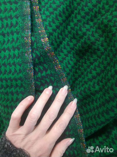 Ткань зеленая пальтовая шерсть 100