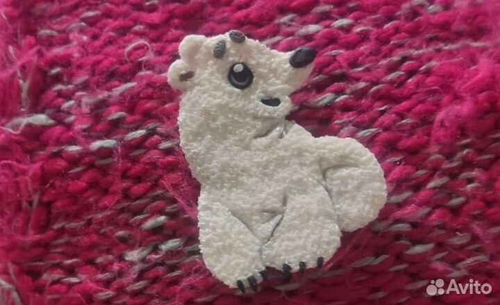 Броши Белый медведь и Умка ручная работа