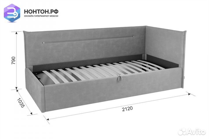 Кровать Альба 0.9 м синяя