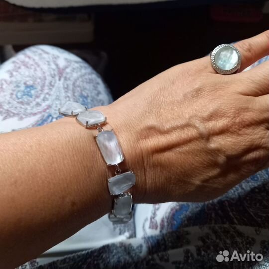 Серебряный браслет и кольцо с алпанитом