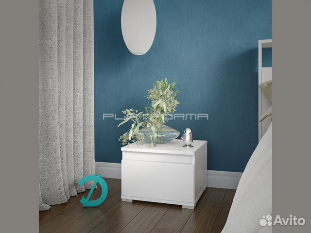 Тумба прикроватная белая PL-199, с ящиком