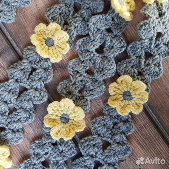 Шарф вязаный кроше ручной работы