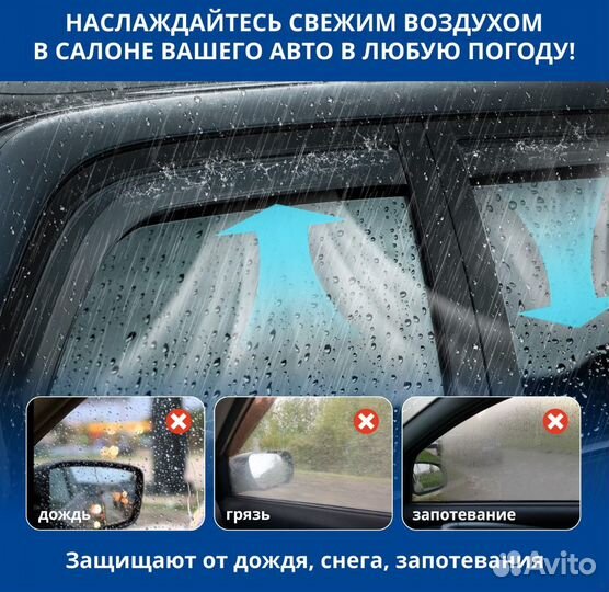 Дефлекторы двери Mitsubishi Pajero 3 и 4 1999-2024