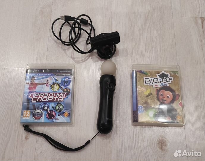 Комплект ps move, камера, два диска для ps3