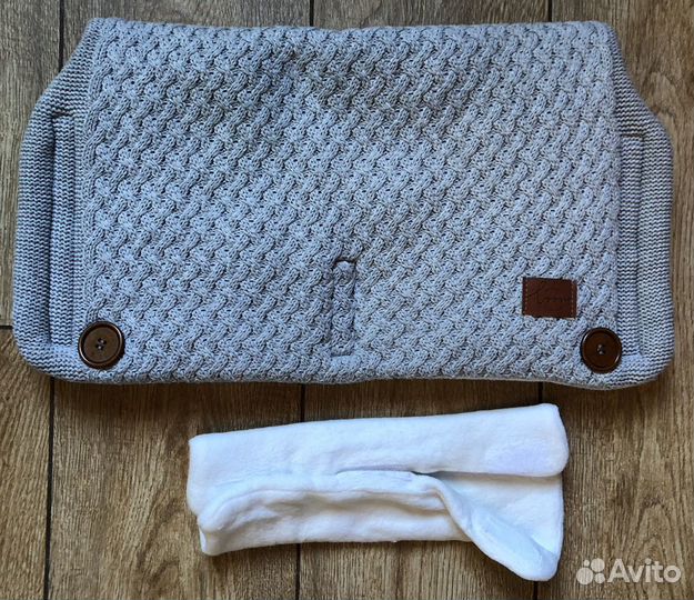 Вязанная тёплая муфта (как варежки) на коляску фир