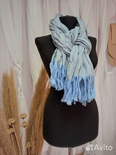 Льняной шарф 75х200см меланж