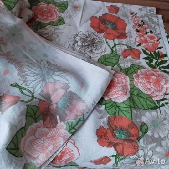 Штора Лён СССР Маки