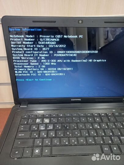 HP Compaq presario cq57