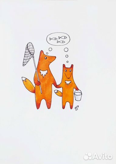 Картина Рисунки разные пейзаж лиса для детской