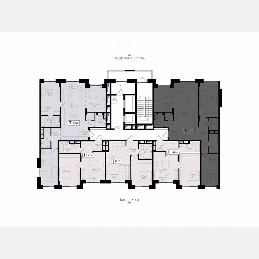 3-к. квартира, 94,2 м², 10/17 эт.