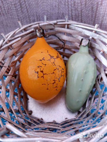 Ёлочные игрушки СССР фрукты стекло