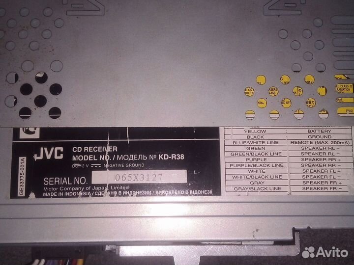 Автомагнитола jvc kd r38