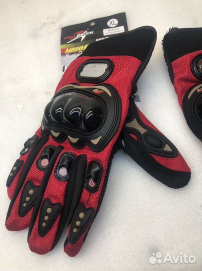 Мото перчатки размер XL красные
