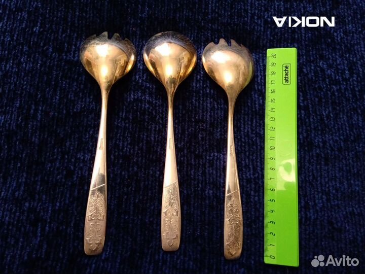 Мельхиор с позолотой столовая ложка и вилка СССР