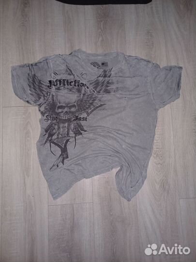 Футболка affliction skull distressed