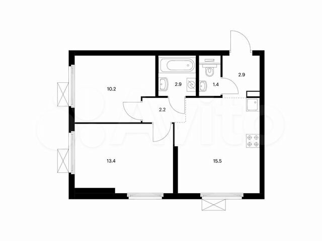 2-к. квартира, 48,5 м², 12/33 эт.
