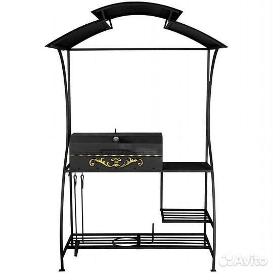 Мангал с крышей и крышкой барбекю