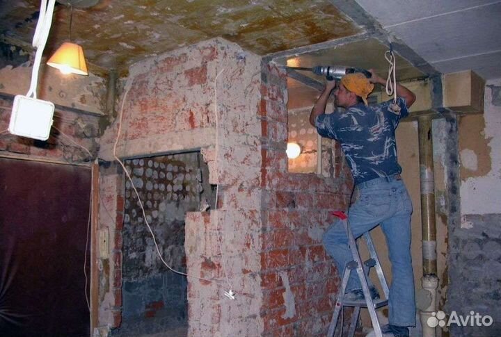 Демонтаж стен, квартир, домов, снос зданий, бань