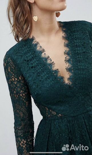 Платье вечернее миди зеленое ASOS
