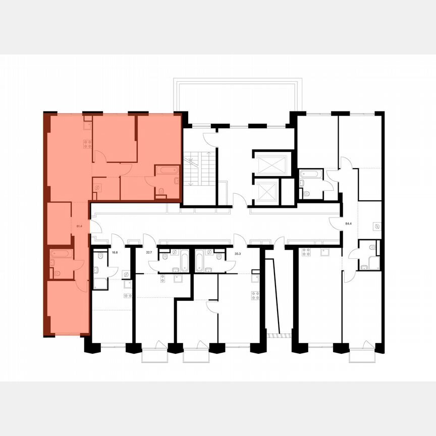 3-к. квартира, 81,4 м², 2/13 эт.