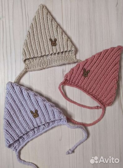 Вязаная шапочка эльф на осень новая до годика