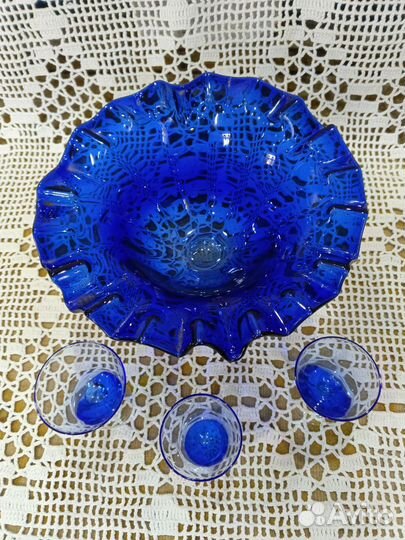 Ваза конфетница стопки цветное стекло СССР