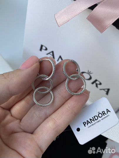 Серьги Pandora кольца-трансформеры
