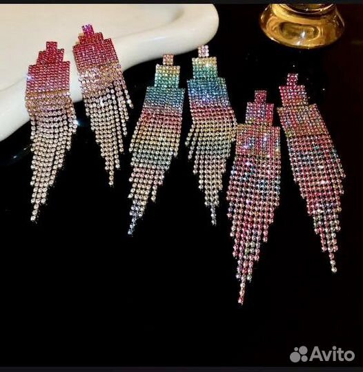 Сияющие Новогодние серьги стразы