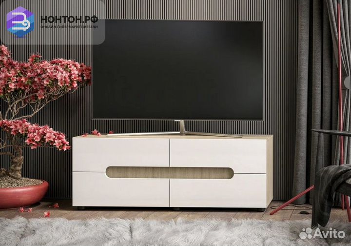 Тумба под тв Палермо-3 ясень шимо светлый / белый