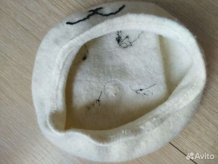 Шерстяной белый берет шапка панда