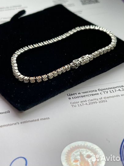 Золотой браслет теннис 2.56 ct