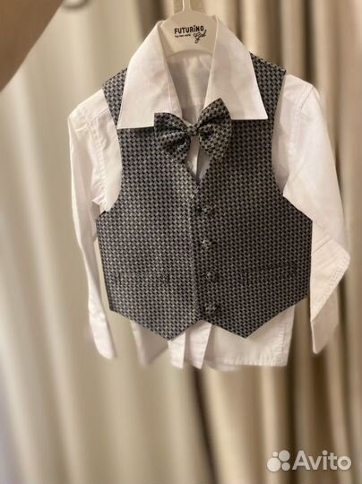 Школьный костюм рубашка и жилетка на рост 116-122