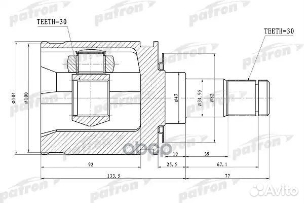 ШРУС внутренний 30x47x30 toyota land cruiser 100