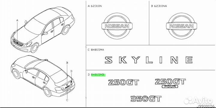 Эмблема Nissan skyline (V36) 2006 - 2014