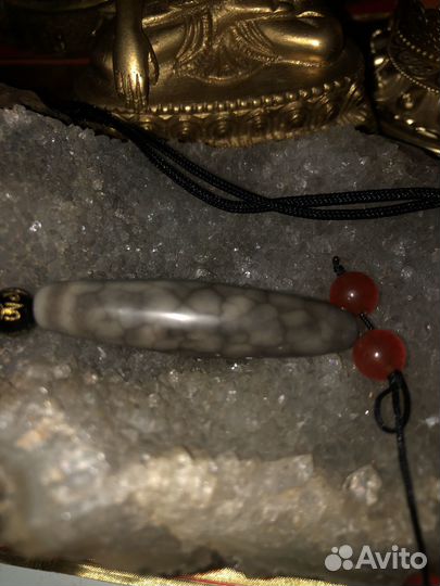 Бусина дзи 9 глаз ирбисовая старая