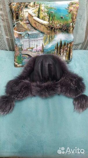 Шапка- ушанка женская натуральный мех и кожа 56-58