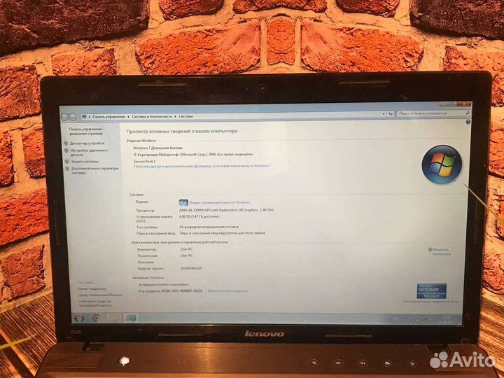 Ноутбук Lenovo 4gb/15.6/AMD A4/500 gb