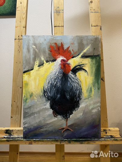 Картина маслом на холсте петух