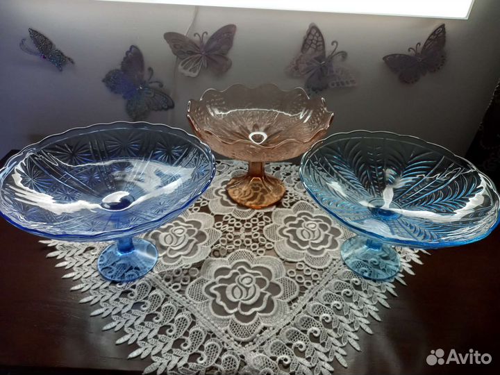 Вазы фруктовницы цветное стекло