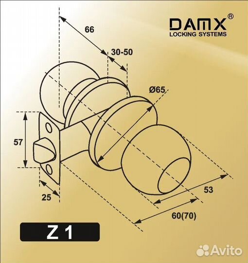 Дверная ручка-защелка damx Z 1-A AC под фиксатор