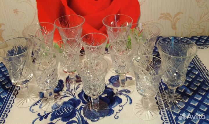 Хрусталь СССР, ромбы. Гусь хрустальный 6+6