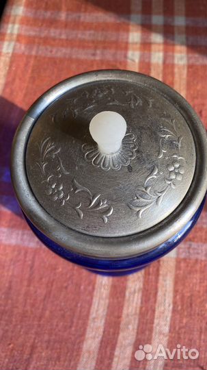 Старинная стеклянная чайница бисквитница СССР