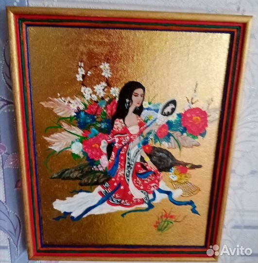 Картина на золотой потали