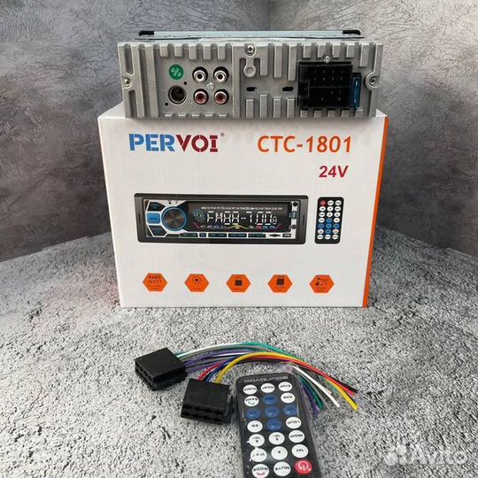 Автомагнитола Pervoi CTC-1801 24V с пультом и RGB