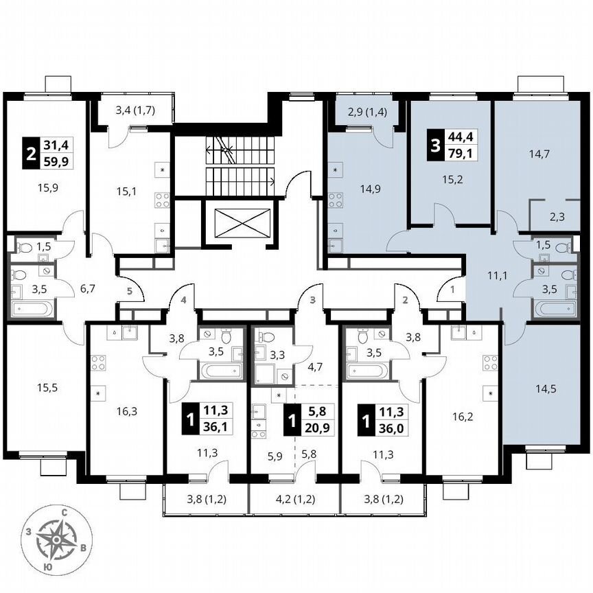 3-к. квартира, 79,1 м², 3/18 эт.