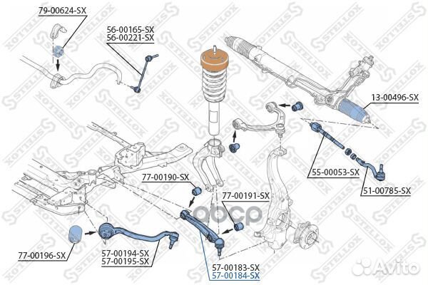 Рычаг нижний правый BMW X5/X6 00 57-00184-SX