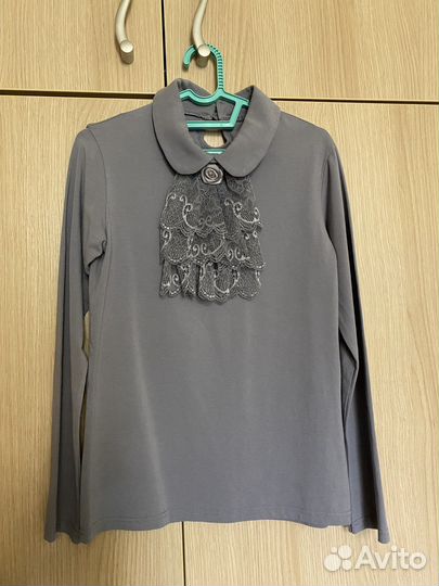 Блузка для девочки школьная серая 152-158