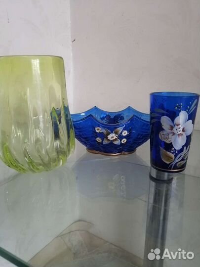 Вазы из цветного стекла СССР