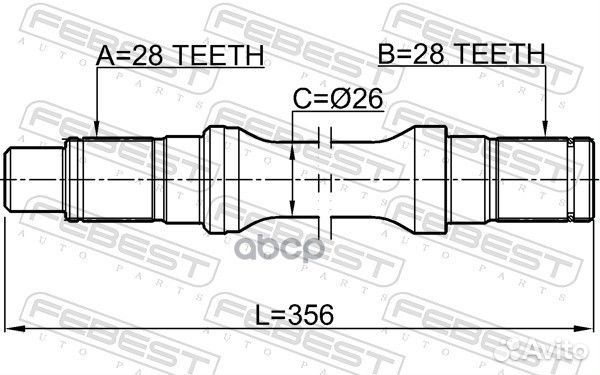 Полуось левая 28x356x28 mazda BT-50 UN 2006-2008