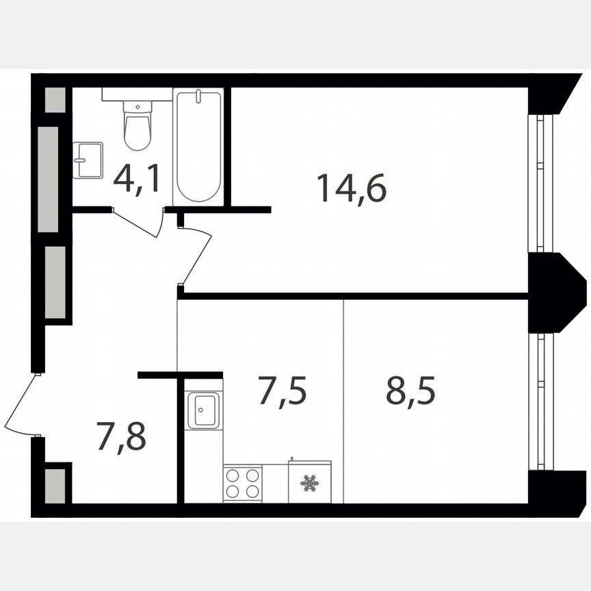 1-к. квартира, 42,5 м², 3/17 эт.